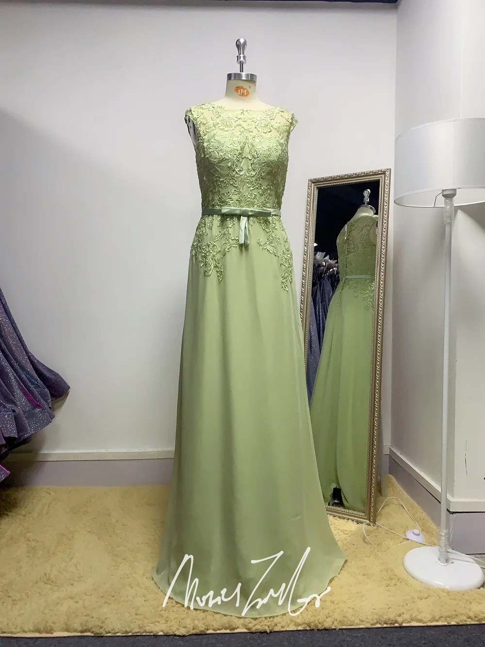 seafoam green lace chiffon bridesmaid dress