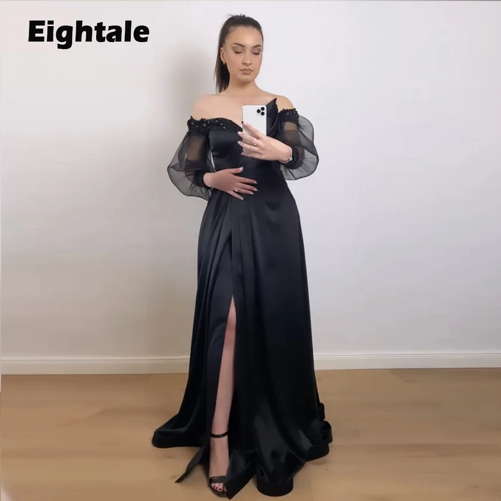eightale black evening dress for wedding