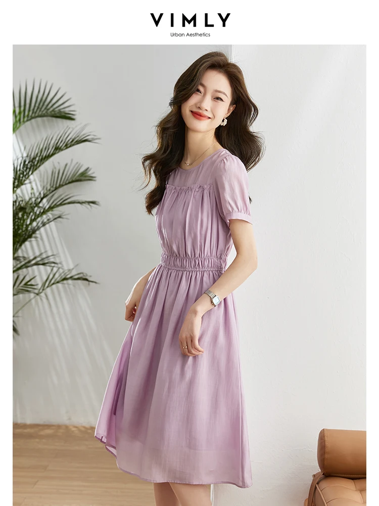 vimly sweet purple summer dress women