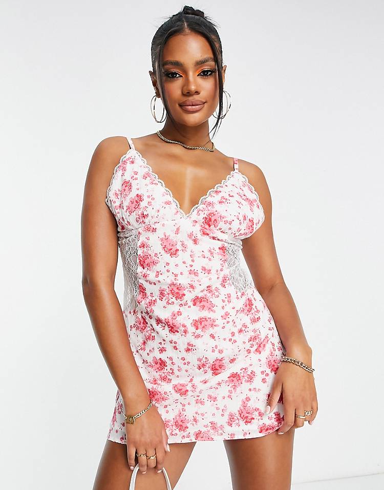 asyou lace insert sundress in floral