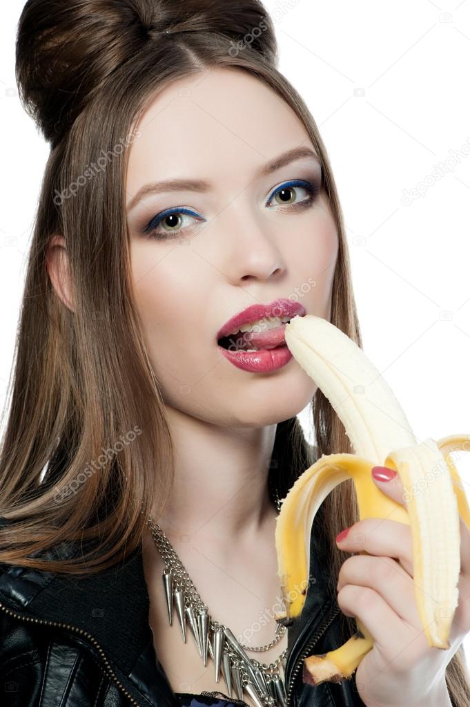 dziewczyna banana stockowe